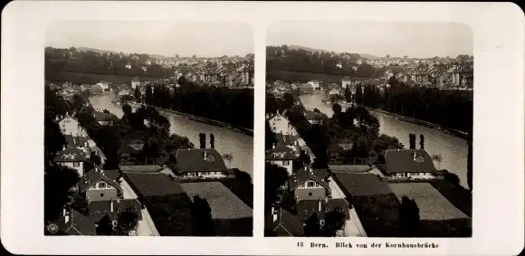 Stereo Foto Bern Stadt Schweiz, Blick von der Kornhausbrücke