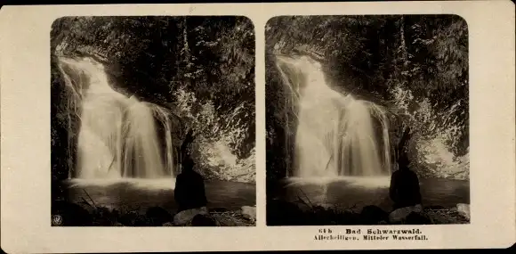 Stereo Foto Allerheiligen Oppenau im Schwarzwald, Mitteler Wasserfall