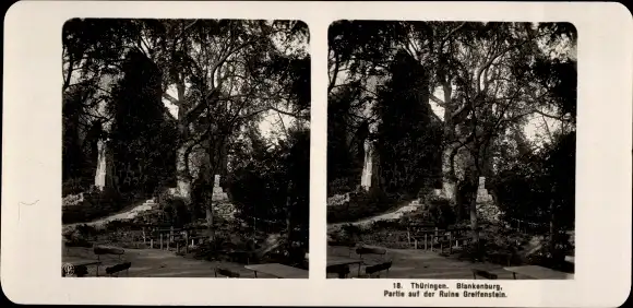 Stereo Foto Bad Blankenburg in Thüringen, Burg Greifenstein