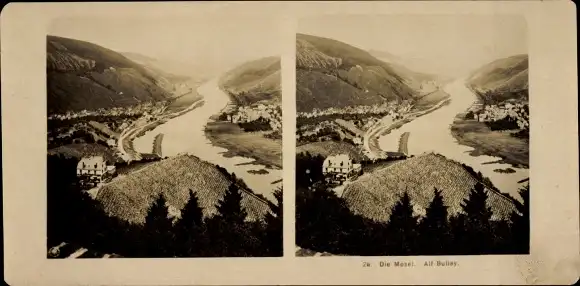 Stereo Foto Alf Bullay an der Mosel, Totalansicht