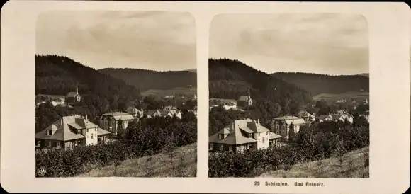 Stereo Foto Duszniki Zdrój Bad Reinerz Schlesien, Totalansicht