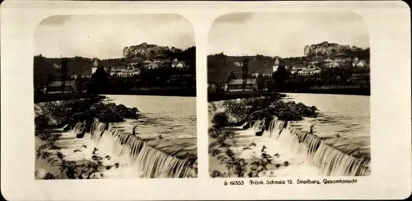 Stereo Foto Streitberg Wiesenttal Fränkische Schweiz, Totalansicht, Wehr