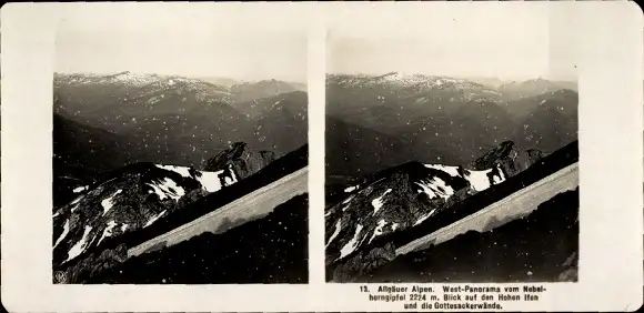 Stereo Foto Oberstdorf im Oberallgäu, Westpanorama vom Nebelhorngipfel
