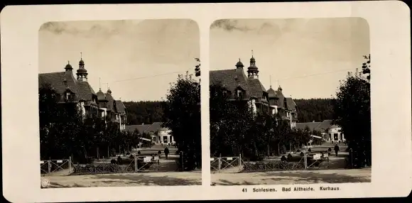 Stereo Foto Polanica Zdrój Bad Altheide Schlesien, Kurhaus