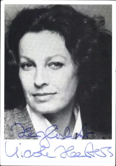 Foto Ak Schauspielerin Nicole Heesters, Portrait, Autogramm