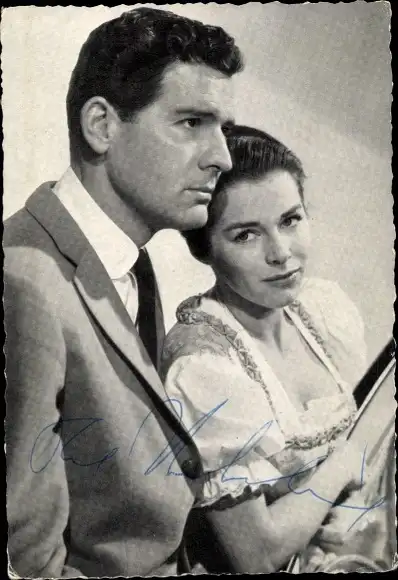 Ak Schauspieler Paul Hubschmid, Schauspielerin Marianne Koch, Portrait, Autogramm