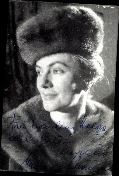 Ak Schauspielerin Marianne Schönauer, Portrait, Autogramm, Pelzmütze