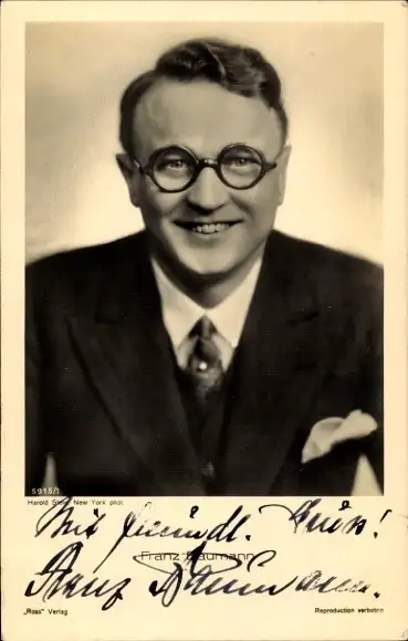 Ak Schauspieler Franz Baumann, Portrait mit Brille