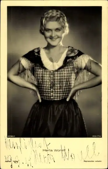 Ak Schauspielerin Herta Worell, Portrait, Autogramm