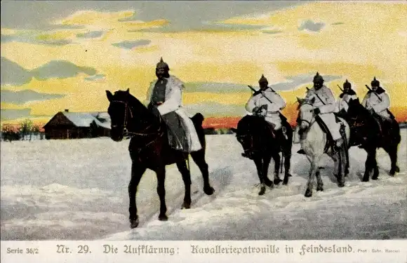 Ak Aufklärung, Kavalleriepatrouille im Feindesland, Winter, 1. WK