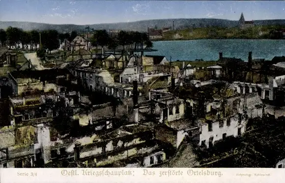 Ak Szczytno Ortelsburg Ostpreußen, Östlicher Kriegsschauplatz, Kriegszerstörungen 1. WK