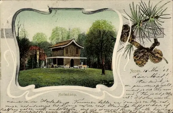 Passepartout Ak Assen Drenthe Niederlande, Hertenkamp