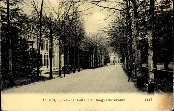 Ak Assen Drenthe Niederlande, Van der Feltzpark, entlang Hertekamp