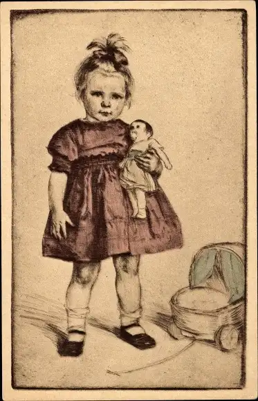 Künstler Ak Peters, H., Mädchen mit Puppe, Lotte