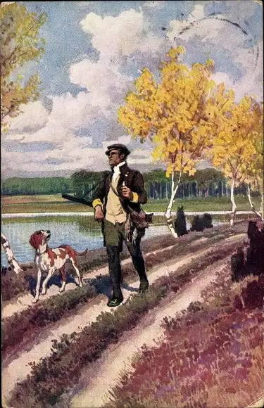 Lied Künstler Ak Hey, Paul, Volksliederkarte Nr. 13, Im Wald und auf der Heide, Vogeljagd