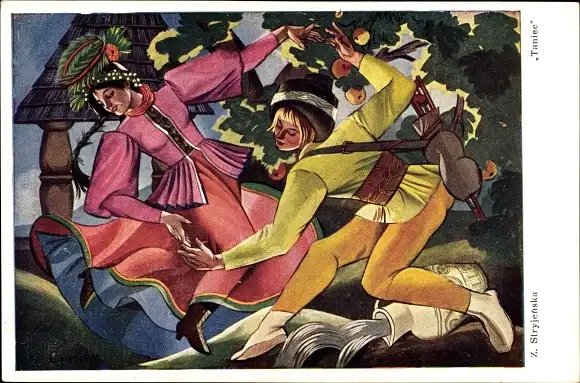 Künstler Ak Stryjenska, Z., Taniec, Polnisches Paar beim Tanzen