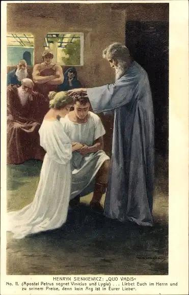 Künstler Ak Stachiewicz, Piotr, Henryk Sienkiewicz, Quo Vadis,Apostel Petrus segnet Vincius u. Lygia