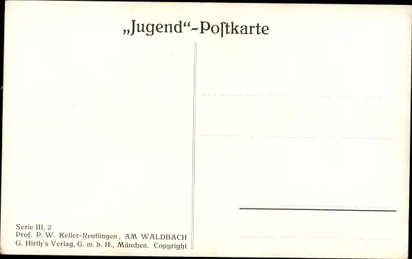 Künstler Ak Keller-Reutlingen, Paul Wilhelm, Am Waldbach, junge Frau