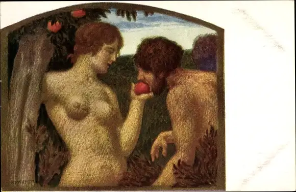 Künstler Ak Von Zumbusch, Ludwig, Der Apfel, Adam und Eva