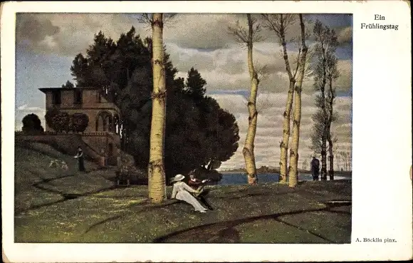 Künstler Ak Böcklin, Arnold, Ein Frühlingstag, Parklandschaft