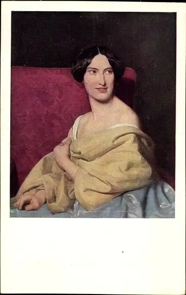 Künstler Ak Waldmüller, Die Frau des Künstlers, Portrait