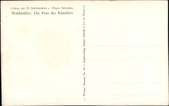Künstler Ak Waldmüller, Die Frau des Künstlers, Portrait