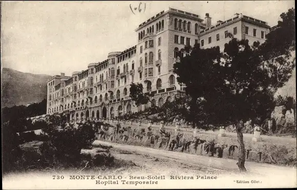 Ak Monte Carlo Monaco, Beau Soleil, Riveira Palace, Temporäres Krankenhaus