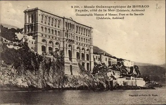 Ak Monaco, Ozeanographisches Museum, Fassade, Meer