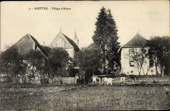 Ak Bretten Elsass Haut Rhin, Dorfpartie