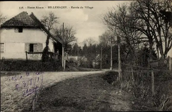 Ak Bellemagny Baronsweiler Elsass Haut Rhin, Dorfpartie, Straße