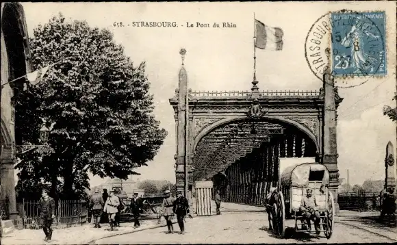 Ak Strasbourg Straßburg Elsass Bas Rhin, Rheinbrücke