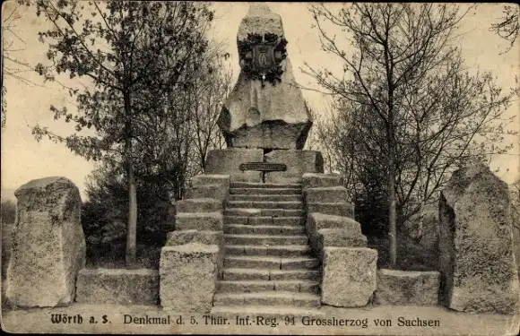 Ak Wœrth sur Sauer Woerth Wörth an der Sauer Elsass Bas Rhin, Denkmal des 5. Thür. Inf.-Reg. 94