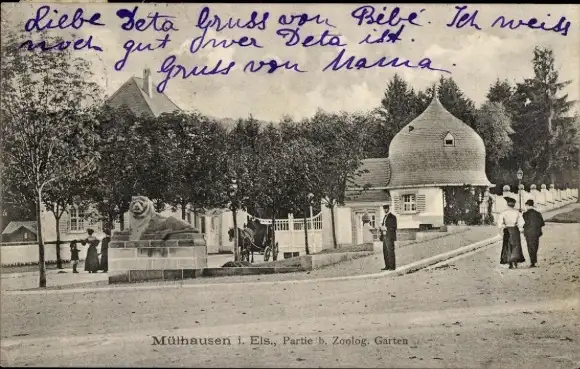 Ak Mulhouse Mülhausen Elsass Haut Rhin, Zoologischer Garten, Straßenpartie