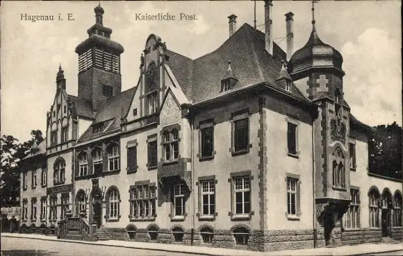 Ak Hagenau Haguenau Elsaß Bas Rhin, Kaiserliche Post, Postamt