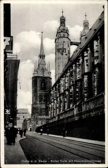 Ak Halle Saale, Roter Turm mit Hausmannsturm