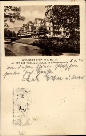 Ak Baden Baden am Schwarzwald, Brenner's Stephanie-Hotel an der Lichtentaler Allee