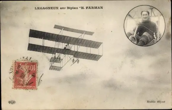 Ak Legagneux sur Biplan H. Farman