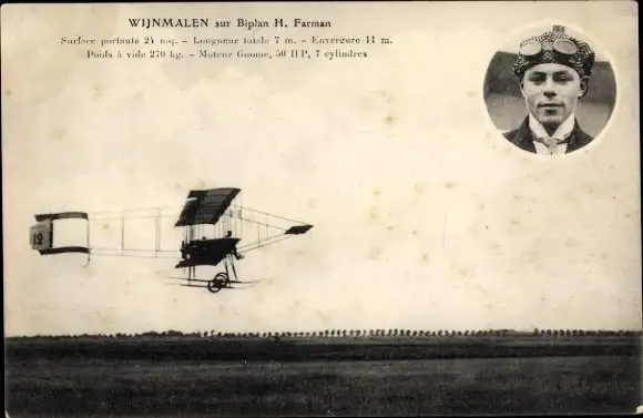 Ak Aviation, Wijnmalen auf dem Doppeldecker von H. Farman