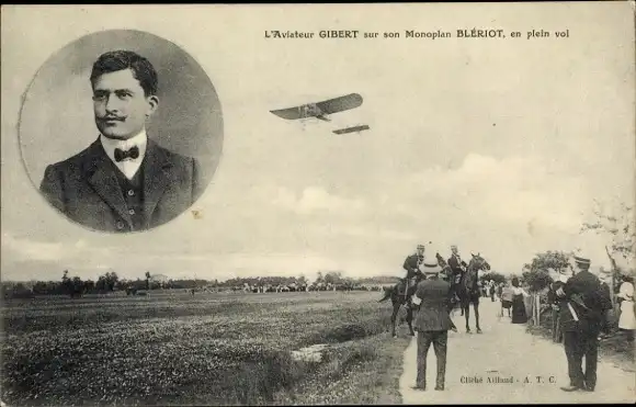 Ak-Flieger Gibert auf seinem Bleriot-Eindecker