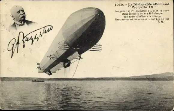 Ak Das deutsche Luftschiff Zeppelin IV