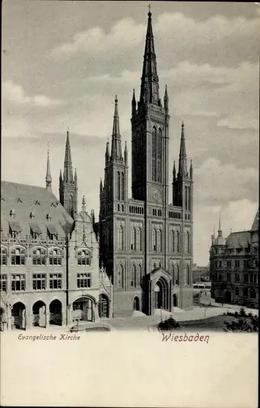 Ak Wiesbaden in Hessen, evangelische Kirche