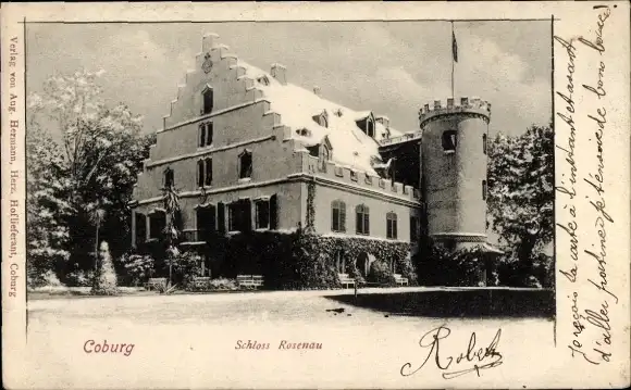 Ak Coburg in Oberfranken, Schloss Rosenau, Winter