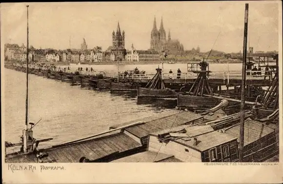 Ak Köln am Rhein, Panorama, Dom, Boote