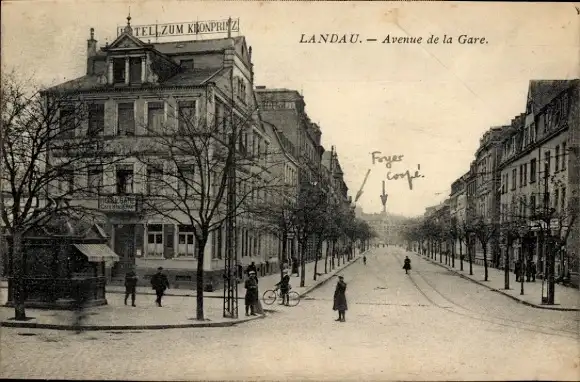 Ak Landau in der Pfalz, Bahnhofsstraße, Hotel Kronprinz