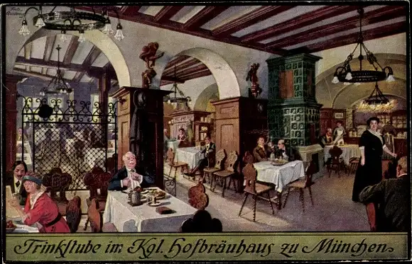 Künstler Ak Quidenus, Fritz, München Bayern, Trinkstube im Königlichen Hofbräuhaus