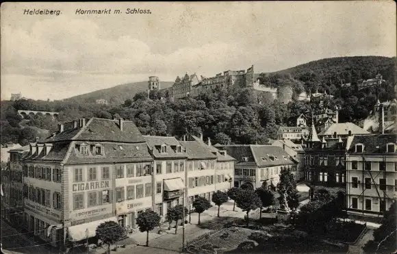 Ak Heidelberg am Neckar, Kornmarkt, Schloss