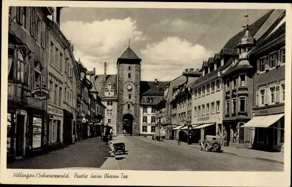 Ak Villingen im Schwarzwald, oberes Tor, Auto
