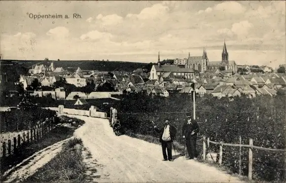 Ak Oppenheim am Oberrhein, Panorama, Kirche