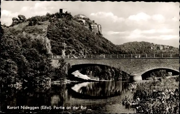 Ak Nideggen in der Eifel, Rur, Brücke