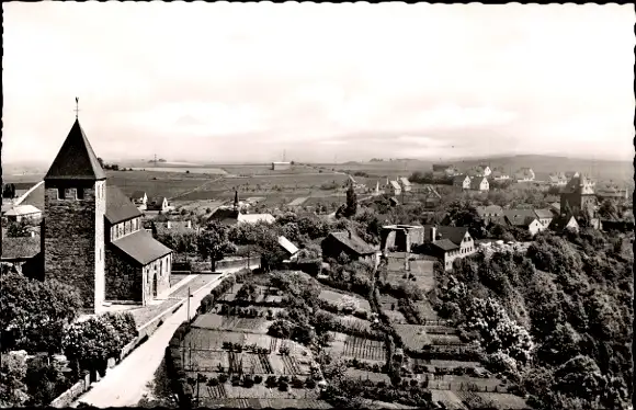 Ak Nideggen in der Eifel, Kirche, Panorama